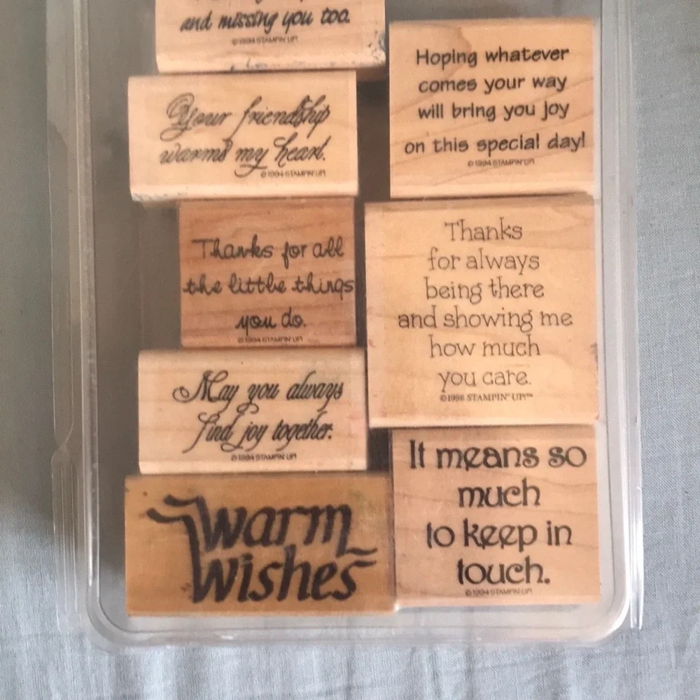 Vintage set of rubber stamps with nice warm sayings/words  stationary scrapbook
